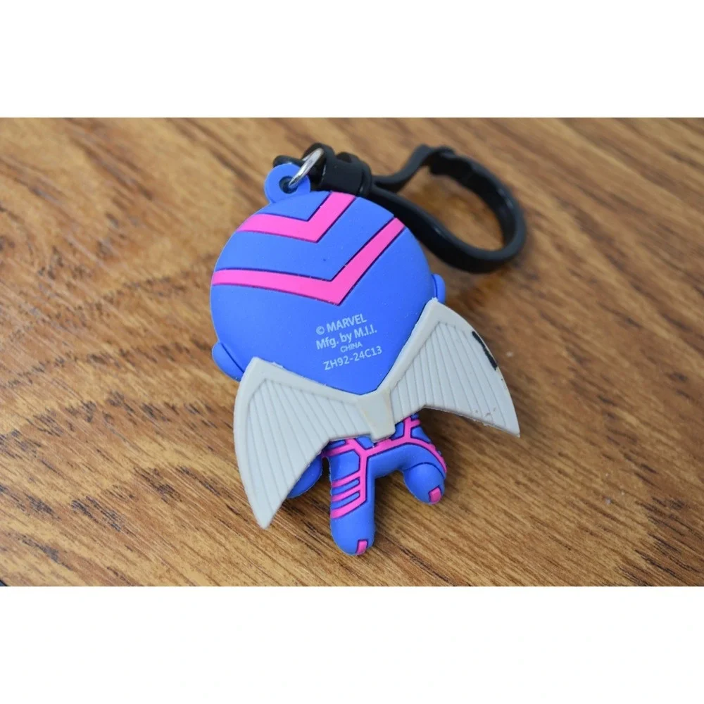Marvel X-Men Archangel PVC Rubber Bag Clip Keychain Blue Pink Winged Hero